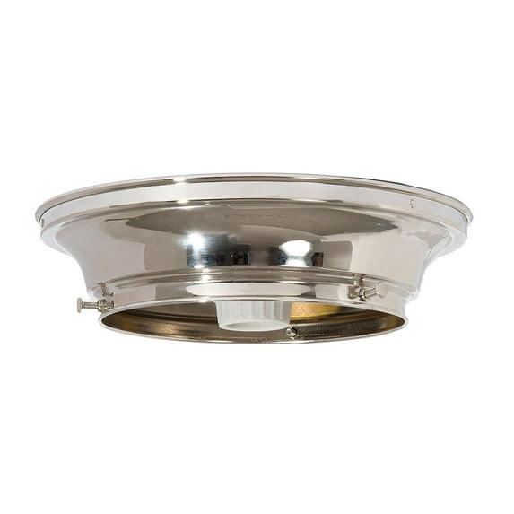 B&P Lamp® 8-3/4 Inch Diameter, 6 Inch Fitter, Solid Brass Wired Flush Mount Ceiling Fixture, Polished Nickel Finish