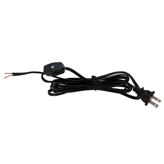 B&P Lamp® 8 Foot Black Cord Set With Inline Rotary On-Off Switch, Spt-1 Cord Size