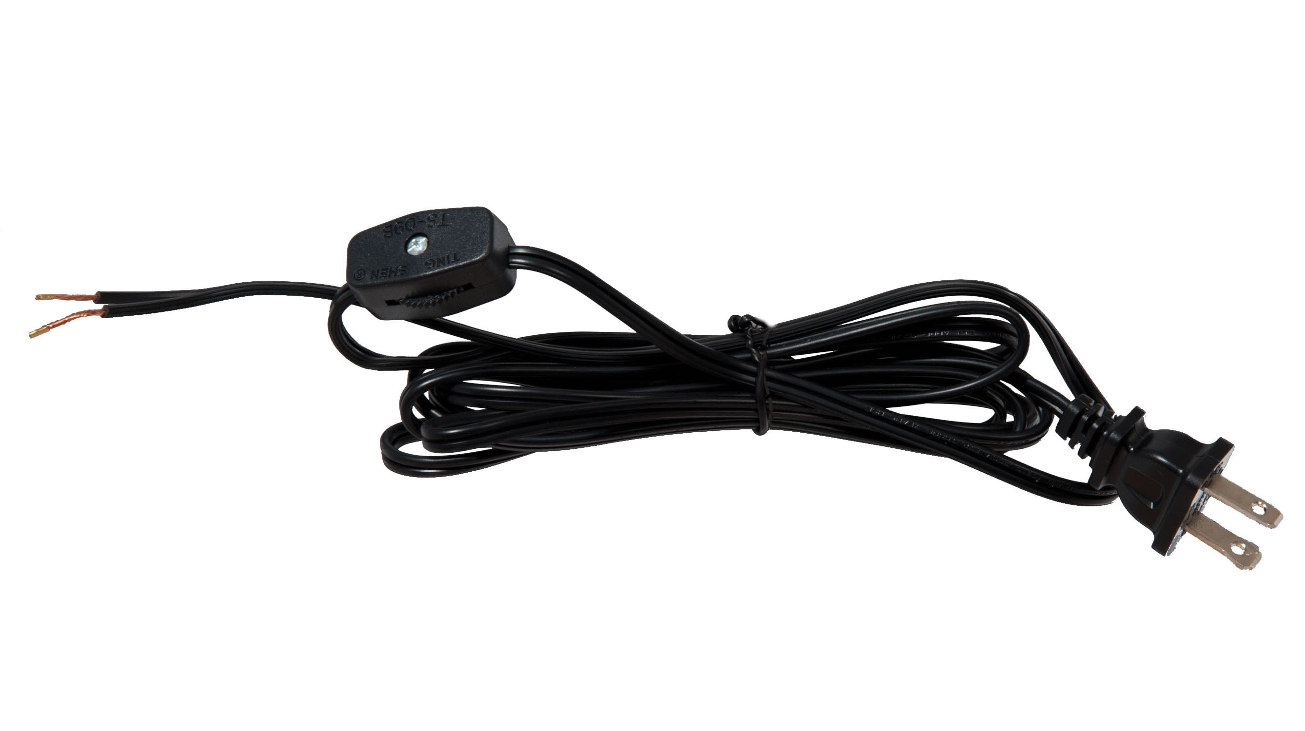 B&P Lamp® 8 Foot Black Cord Set With Inline Rotary On-Off Switch, Spt-1 Cord  Size 