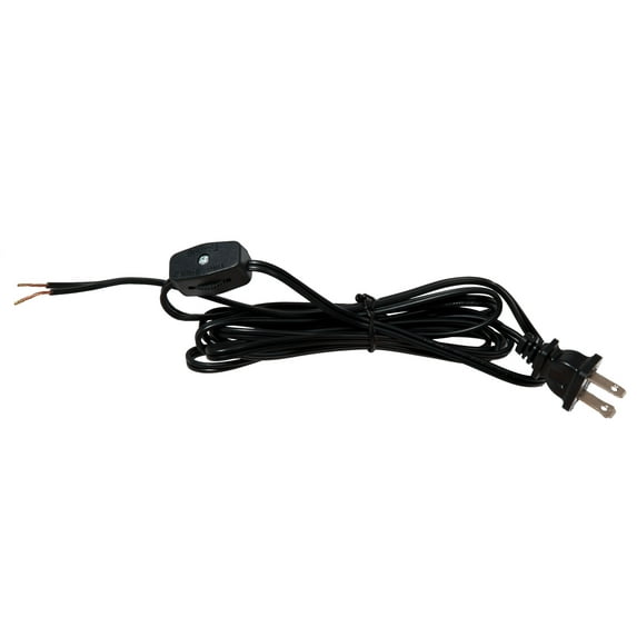 B&P Lamp® 8 Foot Black Cord Set With Inline Rotary On-Off Switch, Spt-1 Cord Size