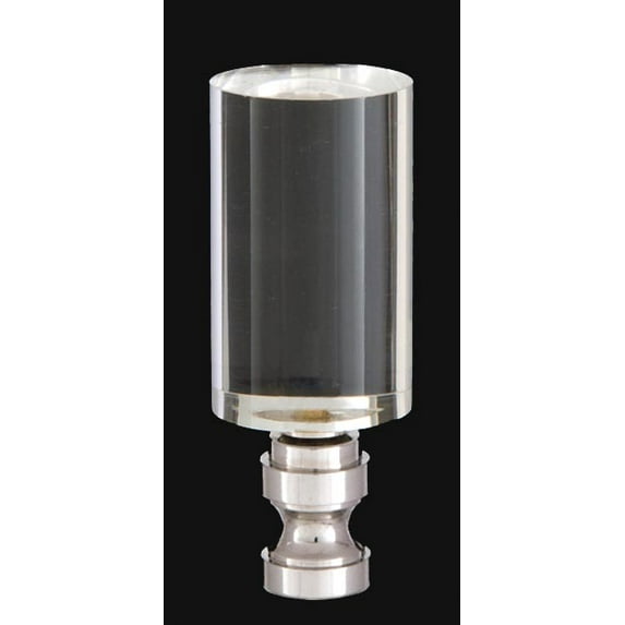 B&P Lamp® Acrylic Cylinder Design, Clear Finial, Nickel Brass Base, 2-1/4 Inch Height, 1 Inch Diameter