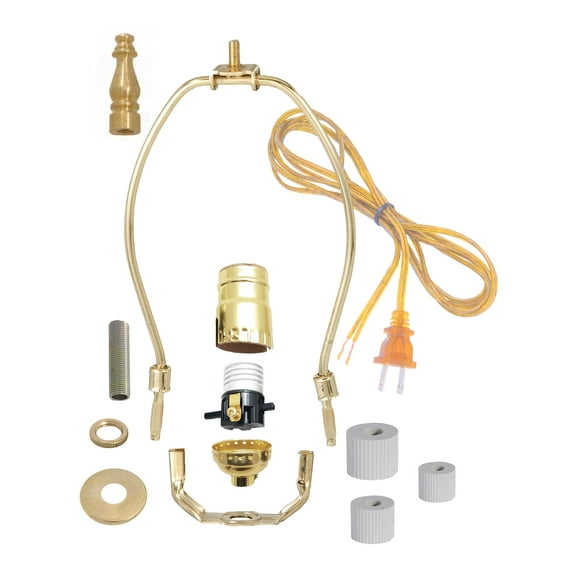 B&P Lamp® Adapter Kit With 8 Inch Harp & Clear Gold Cord