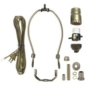 B&P Lamp  Antique Brass Finish Table Lamp Wiring Kit with a 6 Inch Harp and Push-Thru Socket