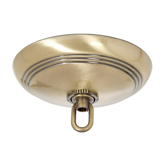 B&P Lamp® Antique Brass Screw Collar Ribbed Ceiling Light Canopy Plate Kit