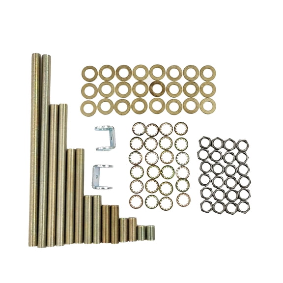 B&P Lamp® Assorted Lamp Repair Hardware Kit - 88 Total Pieces Includes 24 each Washer, Lock Washer, and Nut, 2 of Hickey and Various Size Pipe