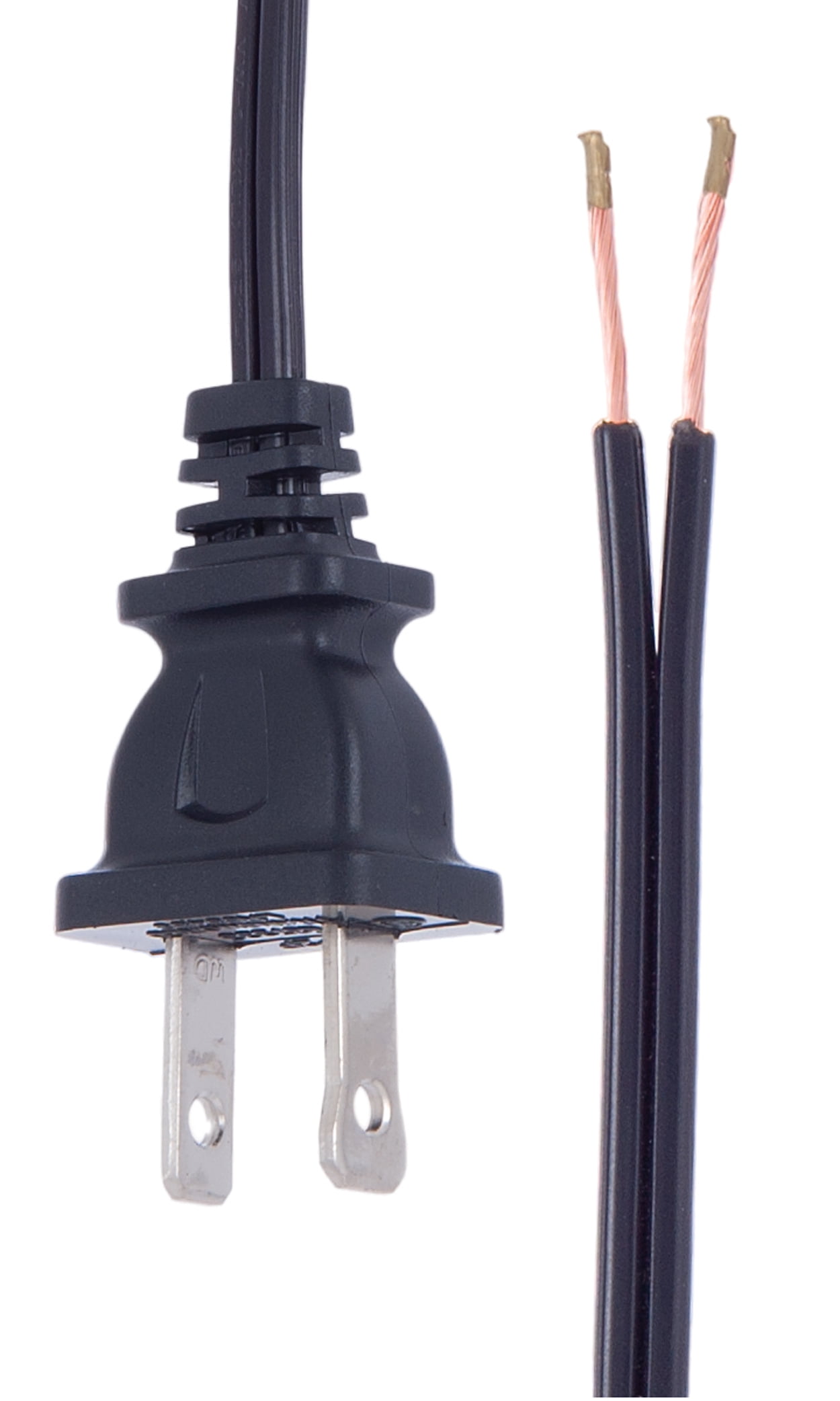 16 Foot Black Plastic Covered Lamp Cord with Copper Wire