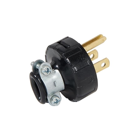 B&P Lamp® Black 3 Wire Grounding Plug for SVT Wire