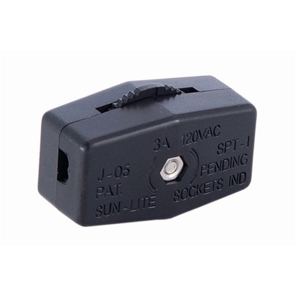 B&P Lamp® Black Inline Rotary Cord Switch for 18/2 SPT-1 lamp cord