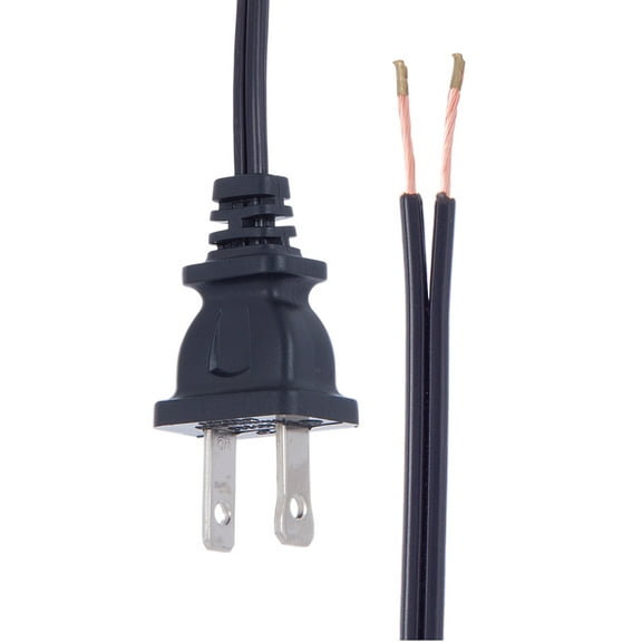 B&P Lamp Black Lamp Cord, 12 Foot Long SPT-2 Wire, UL Listed
