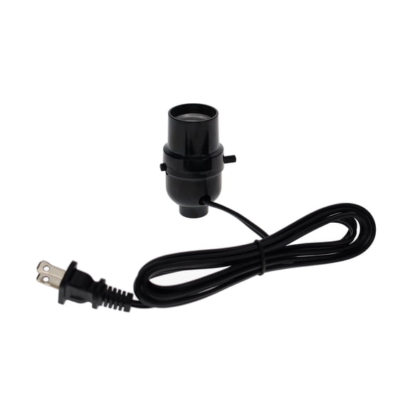 B&P Lamp® Black Phenolic Push-Thru Socket With 6 Ft. Black Cord and Side Outlet