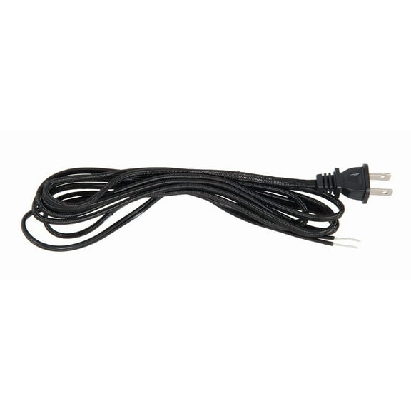 B&P Lamp® Black Rayon Covered Parallel Cord Set, 10 Feet Long SPT-1