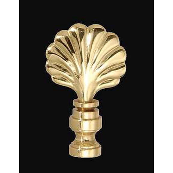 B&P Lamp Brass Clam Shell Decorative Lamp Shade Finial, 1/4-27F Thread