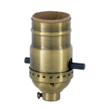 B&P Lamp® Brass Early Electric Style Lamp Socket, Antique Brass Finish, Push-Thru, On/Off Function, No Uno Thread