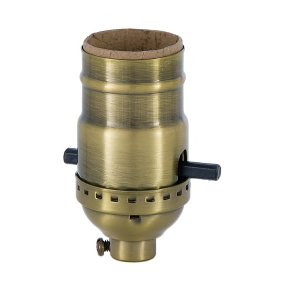 B&P Lamp® Brass Early Electric Style Lamp Socket, Antique Brass Finish, Push-Thru, On/Off Function, No Uno Thread