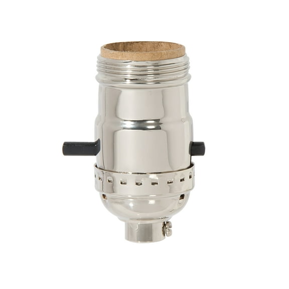B&P Lamp® Brass Early Electric Style Lamp Socket, Nickel Plated Finish, Push-Thru, On/Off Function, Uno Thread Shell