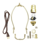 B&P Lamp  Brass Plated Finish Table Lamp Wiring Kit with a 10 Inch Harp and Push-Thru Socket