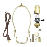 B&P Lamp  Brass Plated Finish Table Lamp Wiring Kit with a 9 Inch Harp and 3-Way Socket