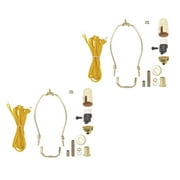 B&P Lamp  Brass Plated Finish Table Lamp Wiring Kit with a 9 Inch Harp and 3-way Socket, Pack of 2