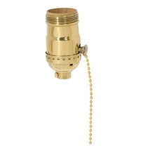 B&P Lamp® Brass Pull Chain Socket, Polished And Lacquered Finish, Pull Chain, On/Off Function, Uno Thread Shell