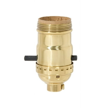 B&P Lamp® Brass Socket, Polished And Lacquered Finish, Push-Thru, On/Off Function, Uno Thread Shell