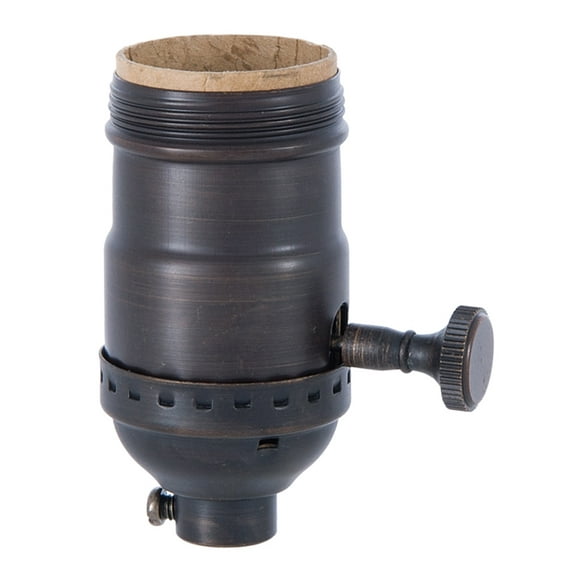 B&P Lamp® Brass Turn Knob Early Electric Style Lamp Socket, Antique Bronze Finish, On/Off Function, Uno Thread Shell