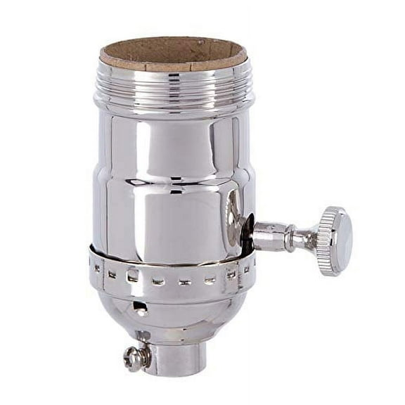 B&P Lamp® Brass Turn Knob Early Electric Style Lamp Socket, Nickel Plated Finish, 3-Way Function, Uno Thread Shell