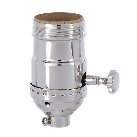 B&P Lamp® Brass Turn Knob Early Electric Style Lamp Socket, Nickel Plated Finish, On/Off Function, Uno Thread Shell