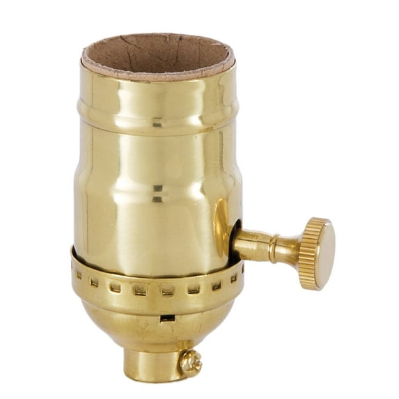 B&P Lamp® Brass Turn Knob Socket, Polished And Lacquered Finish, On/Off Function, No Uno Thread