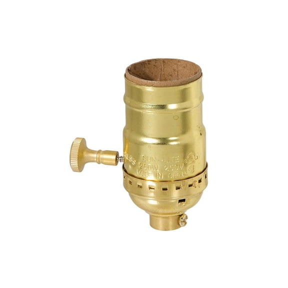 B&P Lamp® Brass Turn Knob Socket, Unfinished Brass, On/Off Function, No Uno Thread