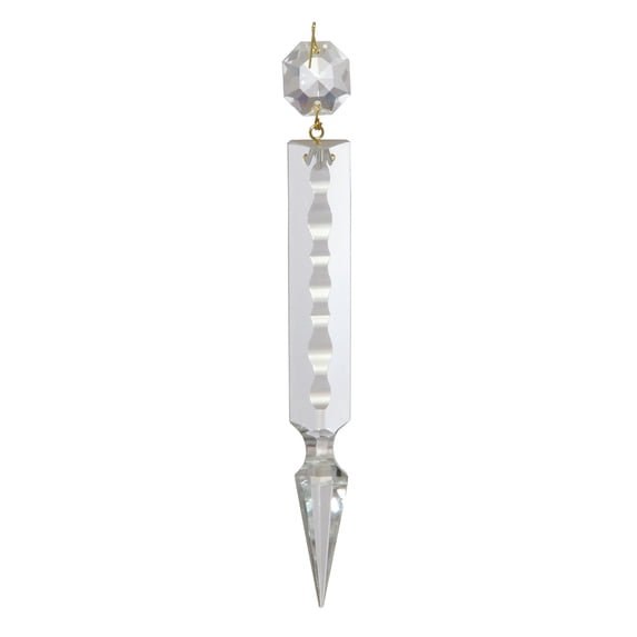 B&P Lamp Brilliantcut 6 Inch (152mm) Crystal Chandelier Light Replacement Pendant Prism, Spear Cut Nickel Pin