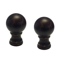 B&P Lamp Bronze Color Sphere Lamp Finial - 2 Inch Height x 1 1/4 Inch Wide, 1/24F Tap for Regular Lamp Harps (2 Pieces)