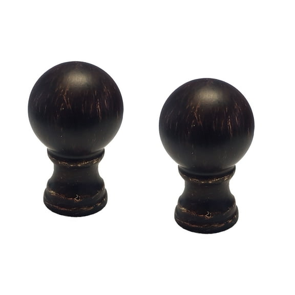 B&P Lamp Bronze Color Sphere Lamp Finial - 2 Inch Height x 1 1/4 Inch Wide, 1/24F Tap for Regular Lamp Harps (2 Pieces)