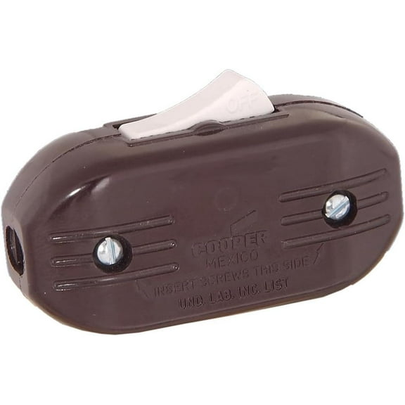 B&P LampĀ® Brown Color Heavy Duty Switch For Rayon Lamp Cord,