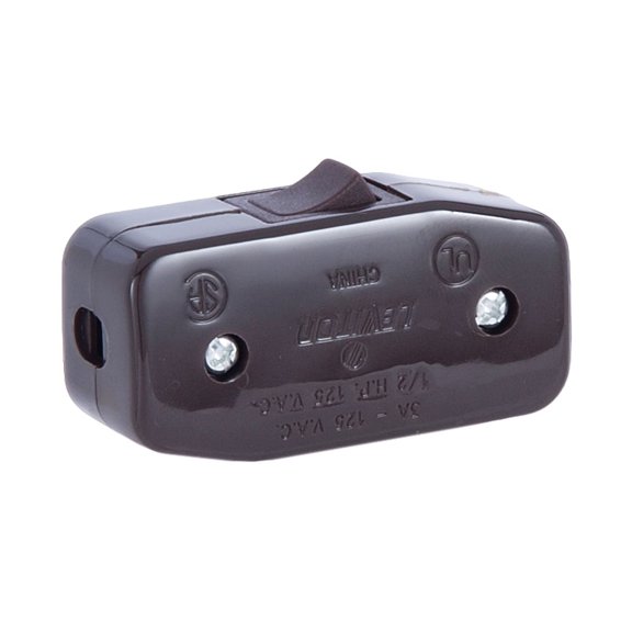 B&P Lamp Brown, Heavy Duty Rocker Switch for Round Lamp Cord