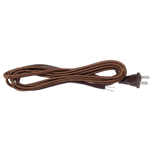B&P Lamp® Brown Rayon Covered Parallel Cord Set, 10 Feet Long SPT-1