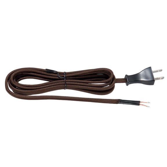 B&P Lamp® Brown Rayon Covered Parallel Cord Set, 8 Feet Long