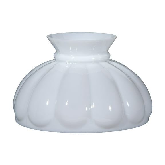 B&P Lamp® Cased White Glass Student Lamp Shade with Melon Design, Flat Top and 9 7/8" Fitter