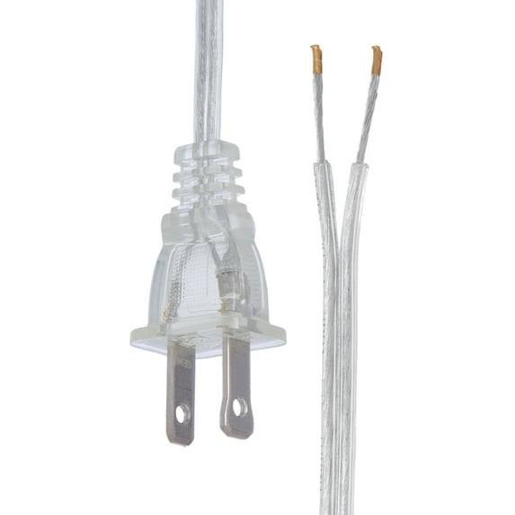 B&P Lamp® Clear Silver Lamp Cord, 10 Foot Long SPT-2 Wire, UL Listed