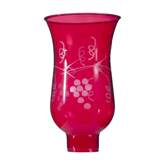 B&P Lamp® Small 1 5/8" Fitter, 6 1/2" Height Cranberry Hurricane Shade With Grapes Design