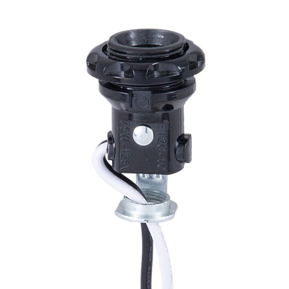 B&P Lamp® E12 Candelabra Socket with External Threads, Ring, Hickey, and 8 Inch Long Wire Leads