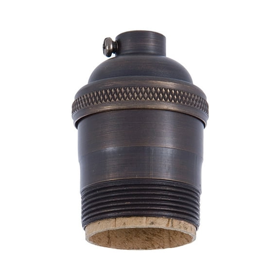 B&P Lamp® Heavy Turned Brass Keyless Socket, Antique Bronze Finish, Keyless (No Switch), Uno Thread Shell
