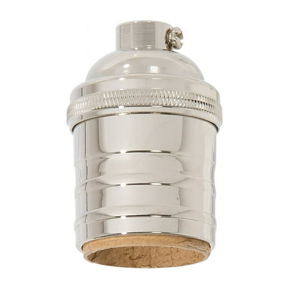 B&P Lamp® Heavy Turned Brass Keyless Sockets, Nickel Plated  Finish, Keyless (No Switch), No Uno Thread