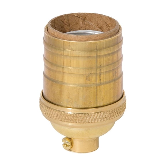 B&P Lamp® Heavy Turned Brass Keyless Sockets, Unfinished Brass, Keyless (No Switch), No Uno Thread