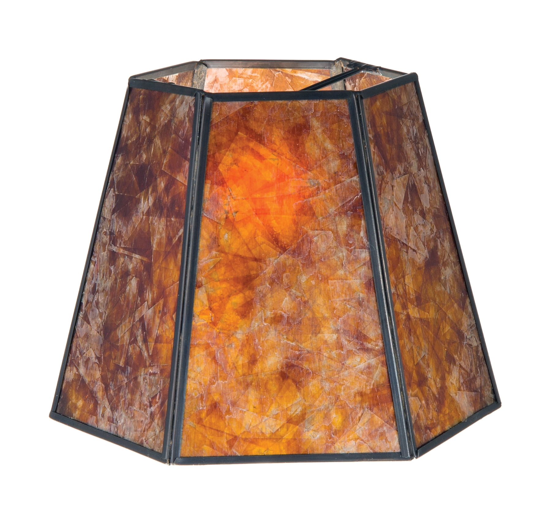 B&P Lamp® Hexagon Mica Shade, 7"(T) X 12"(B) X 7.5"(H)), 1/2" Recess Washer Fitter