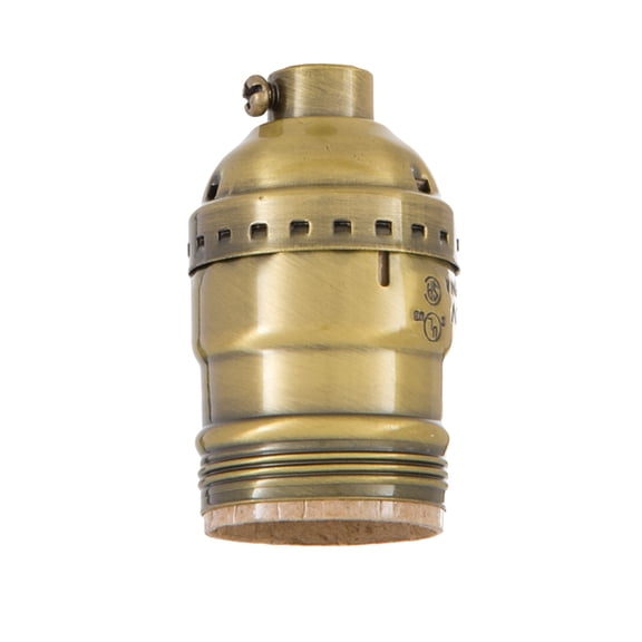 B&P Lamp® Keyless Early Electric Style Lamp Socket, Antique Brass Finish, Keyless (No Switch), Uno Thread Shell