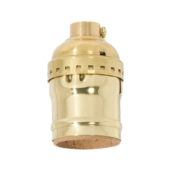 B&P Lamp® Keyless Early Electric Style Lamp Socket, Polished And Lacquered Finish, Keyless (No Switch), No Uno Thread