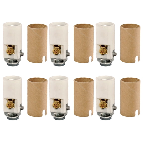 B&P Lamp® Keyless Porcelain Candle Socket, 1-9/16 Inch Height, 6 Pack