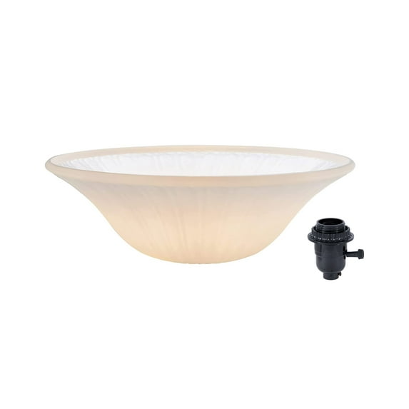 B&P Lamp Large Amber Torchiere Lamp Shade with 3-Way Black Socket and Ring