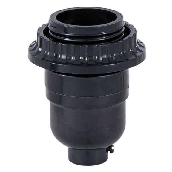 B&P Lamp® Long Keyless Black Plastic Phenolic Socket With Medium Base, Threaded Shell With Ring