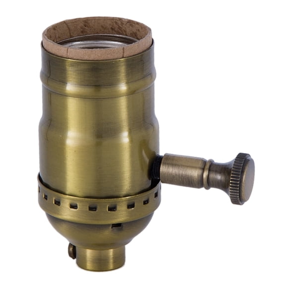 B&P Lamp® Med. Base Full Range DIMMER Socket, Solid brass shell with antique brass finish